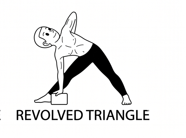 Visual sketch of Revolved Triangle (Parivrtta Trikonasana)